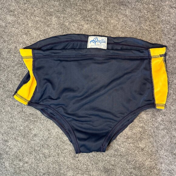 Vintage Dolfin Men’s Swim Brief – Navy with Yellow Accents size 32 - Picture 2 of 10